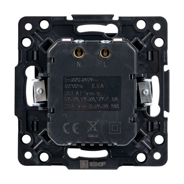 Стокгольм Механизм Розетки с 2USB type-A + type-C черный EKF PROxima