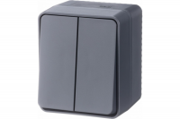 Двухклавишный выключатель открытой установки 10А IP54 SE AtlasDesign Profi54, антрацит