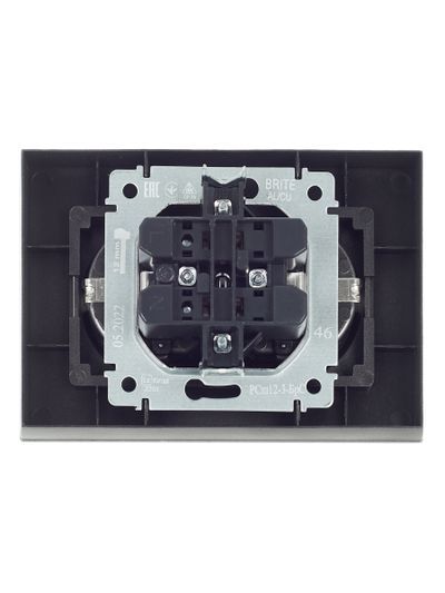 BRITE Розетка 2-местная с заземлением с защитными шторками 16А в сборе РСш12-3-БрС сталь IEK