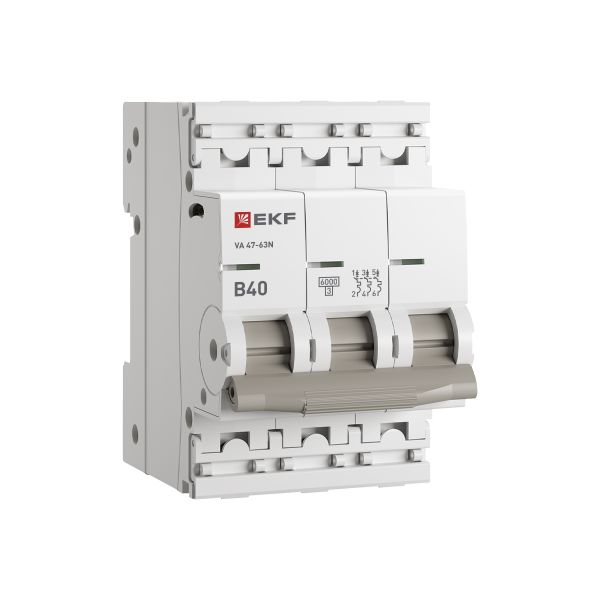 Автоматический выключатель 3P 40А (B) 6кА ВА 47-63N PROxima EKF