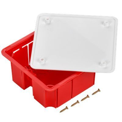 Коробка распаячная КМ41001 для твердых стен безгалогенная (HF) 92х92х45мм с саморезами с крышкой IEK