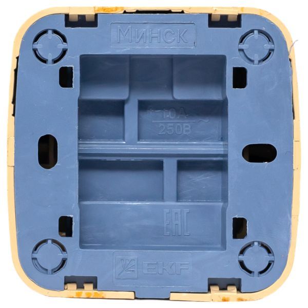 Выключатель 2-клавишный ОП Минск 10А с индикатором светлое дерево EKF