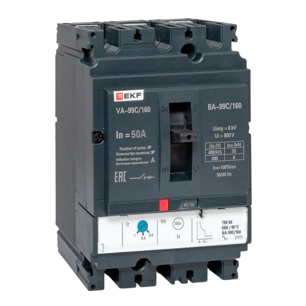 Выключатель автоматический в литом корпусе ВА-99C 160/50А 3P 35кА с термомагнитным расцепителем EKF