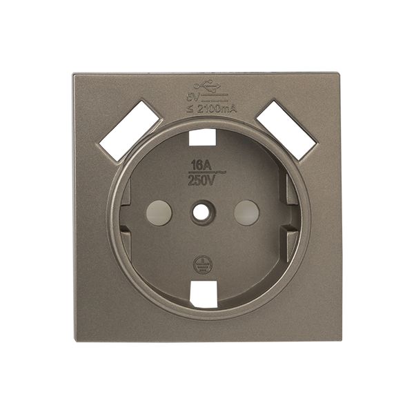 Валенсия лицевая панель розетки 1-местной с/з 16А кашемир с защ. штор. с 2 USB 2,1А EKF