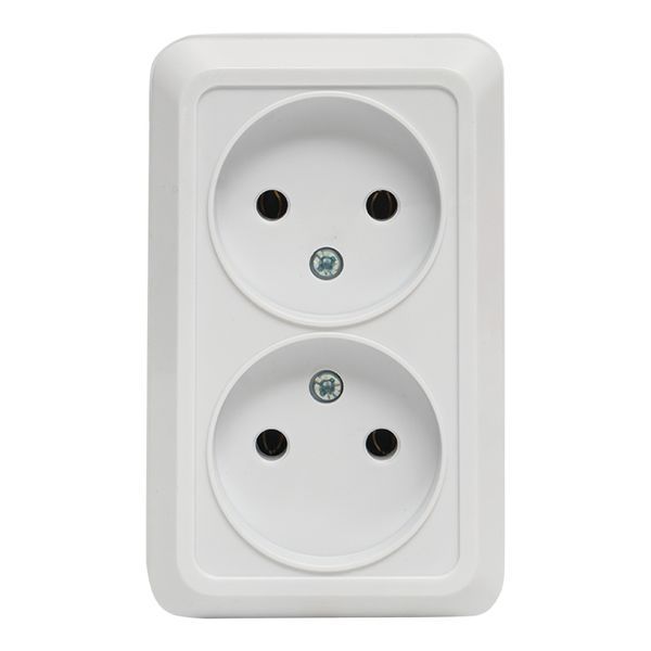 Рим Розетка 2-местная 10А без заземления белая EKF