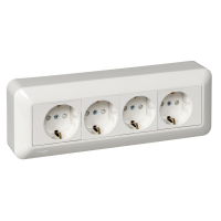 SCH  Прима  Бел.  Роз. с з/к 4-ая, монт. пл. (250В, 16А, защ. шт.) IP20 ОП RA16-411M-B