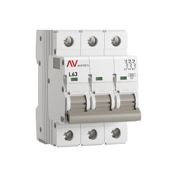 Выключатель автоматический AV-6 3P 63A (L) 6kA EKF AVERES