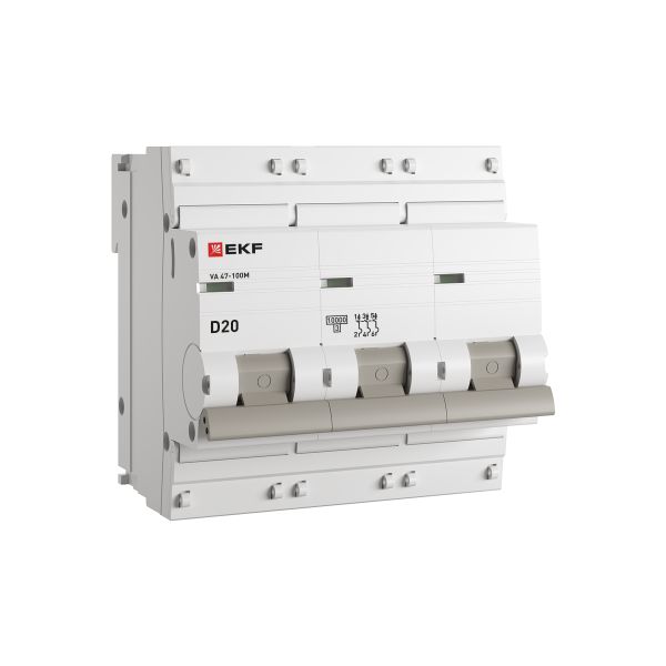 Автоматический выключатель ВА 47-100M 3P 20А (D) 10kA без теплового расцепителя EKF PROXIMA
