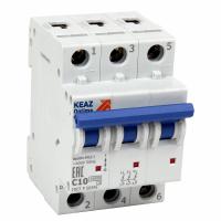 Выкл. автом. 3П  50А хар-ка С   6кА КЭАЗ OptiDin BM63-3С50-OM4-РЕГ в комплекте 2 заглушки