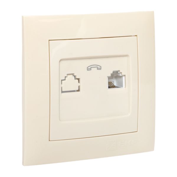 Валенсия розетка телефонная RJ-11 1-местная кремовая EKF PROxima