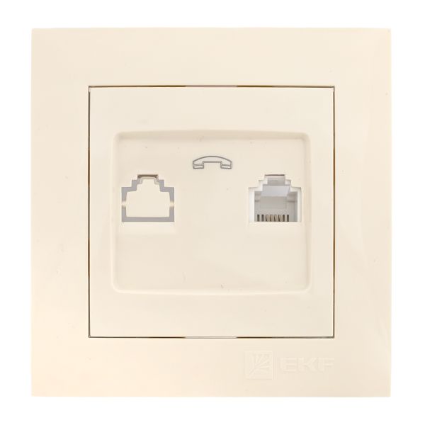 Валенсия розетка телефонная RJ-11 1-местная кремовая EKF PROxima