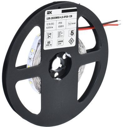 IEK Лента  IP20 12V  4.8Вт/м 6500К LSR-2835W60-4,8-IP20-12В  LED 5м