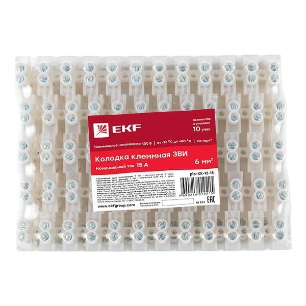 Колодка клеммная полиэтилен 1,5-6(10) мм2 15А 12 секций EKF