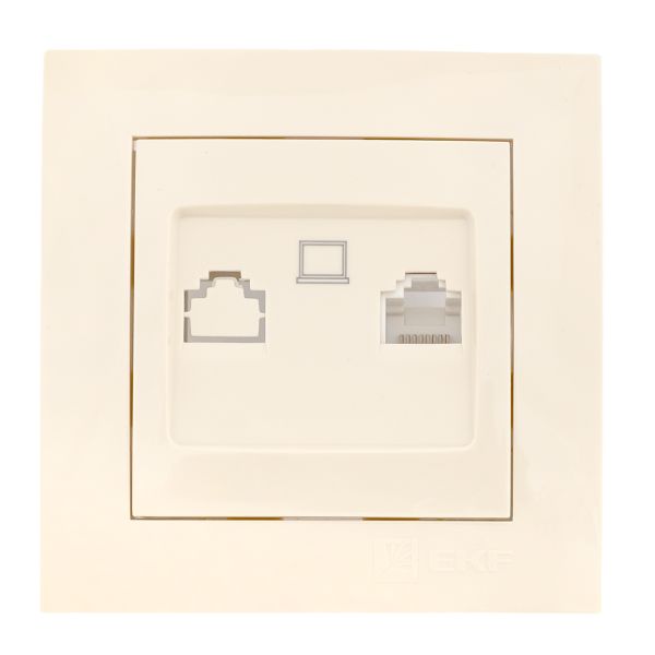 Валенсия розетка компьютерная RJ-45 1-местная кремовая EKF PROxima
