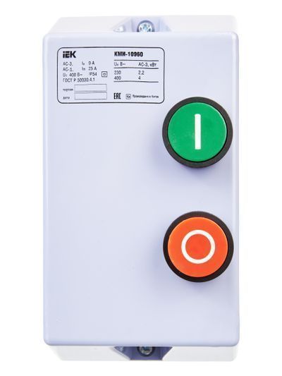 Контактор КМИ10960 9А в оболочке 380В/АС3 IP54 IEK