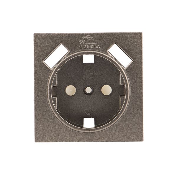 Валенсия лицевая панель розетки 1-местной с/з 16А графит с защ. штор. с 2 USB 2,1А EKF