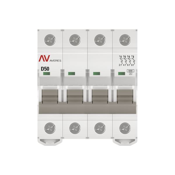 Выключатель автоматический AV-6 4P 50A (D) 6kA EKF AVERES