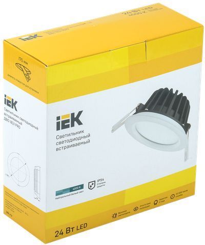 IEK 24Вт 4000K 2500Лм d190 мм внутр175 мм круг белый  IP54 /ДВО 1821 PRO