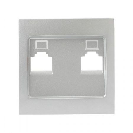 Валенсия лицевая панель розетки RJ-45 2-местная сталь EKF