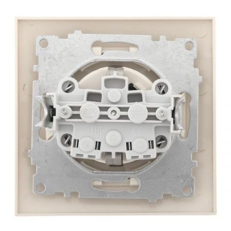 Валенсия розетка 1-местная с/з 16А кремовая с крышкой и защ. штор. EKF