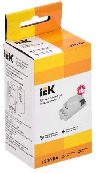 Датчик движения ДД-МВ 201 белый, 1200Вт, 360 гр.,8М,IP20,IEK