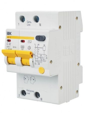 KARAT Дифференциальный автомат АД12 2P 32А 30мА тип AC IEK