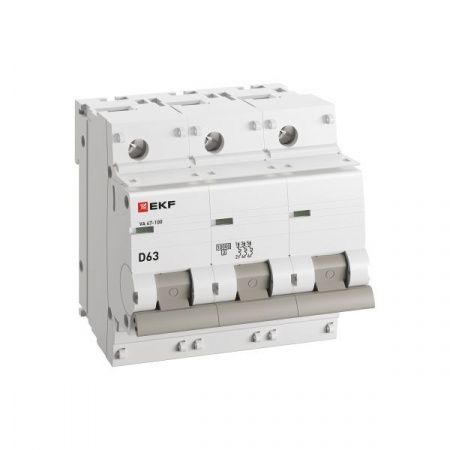 Автоматический выключатель ВА 47-100 3P 63А (D) 10kA PROXIMA EKF