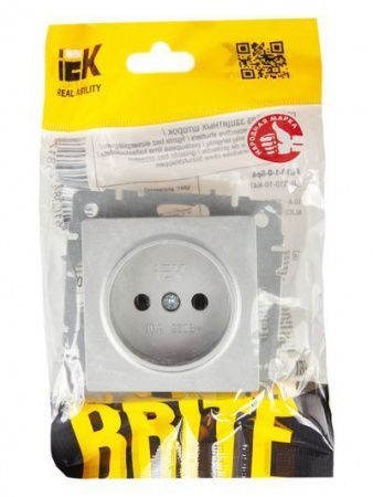 BRITE Розетка 1-местная без заземления без защитных шторок 10А РС10-1-0-БрА алюминий IEK
