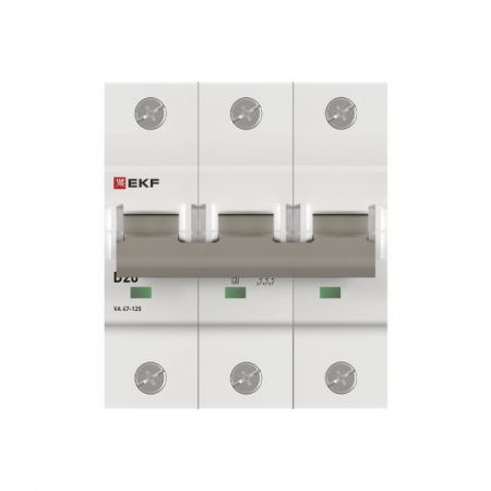 Автоматический выключатель ВА 47-125 3P 20А (D) 15кА PROXIMA EKF