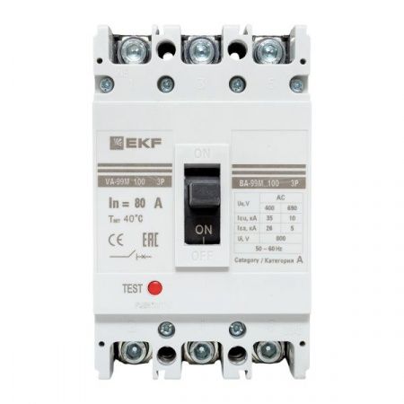 Выключатель автоматический ВА-99М 100/80А 3P 35кА EKF