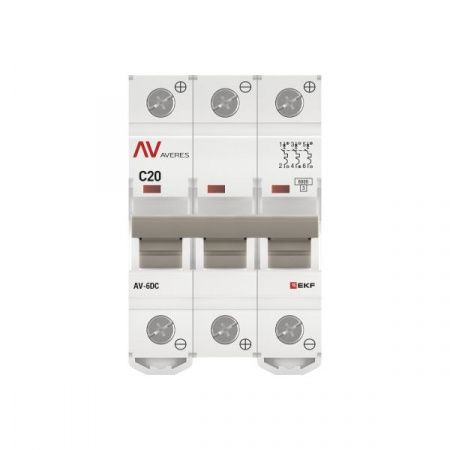 Выключатель автоматический AV-6 DC 3P 20A (C) 6kA EKF AVERES