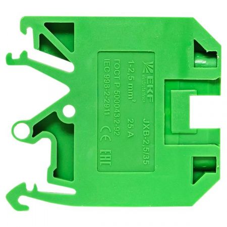 Клемма проходная винтовая JXB 2.5 мм2 зеленая EKF