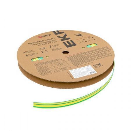 Термоусаживаемая трубка ТУТ нг 16/8 жел-зел рулон EKF PROxima