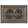 BRITE Розетка 2-местная с заземлением без защитных шторок 16А в сборе РС12-3-БрТБ темная бронза IEK