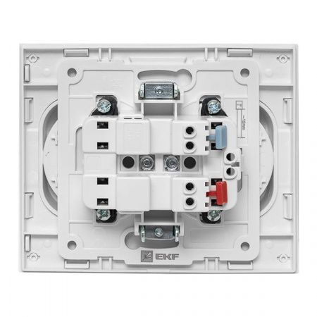 Стокгольм Розетка 2-местная б/з 10А автоматические клеммы белая с защ. штор. EKF PROxima