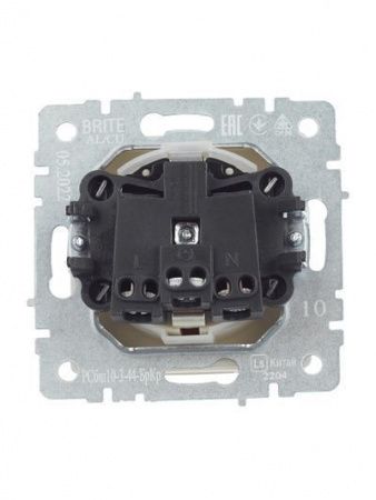 BRITE Розетка 1-местная с заземлением с защитными шторками и крышкой 16А IP44 РСбш10-3-44-БрКр бежевый IEK