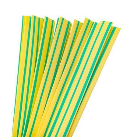 Термоусаживаемая трубка ТУТ нг 12/6 желто-зеленая в отрезках по 1м EKF PROxima