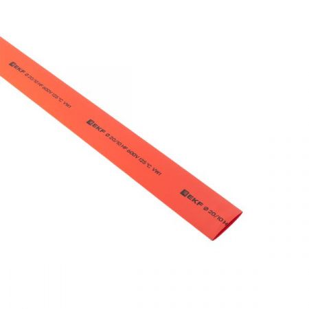 Термоусаживаемая трубка ТУТ нг 20/10 красная в отрезках по 1м EKF PROxima