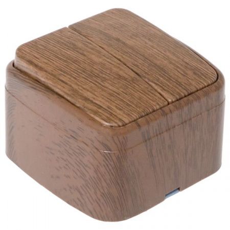 Выключатель 2-клавишный ОП Минск 10А тёмное дерево EKF