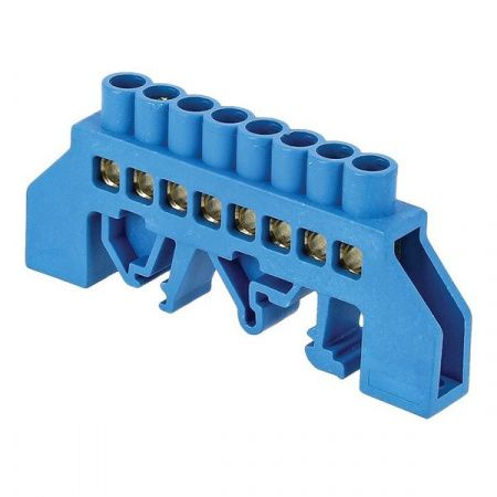 Шина "0" N (6x9мм) 8 отверстий латунь синий нейлоновый корпус комбинированный EKF PROxima