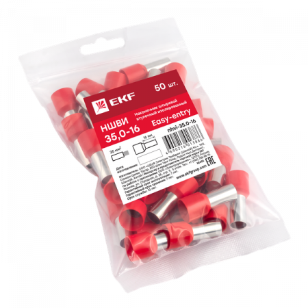 Наконечник штыревой втулочный изолированный НШвИ 35,0-16 (50шт.) EKF PROxima