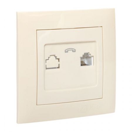 Валенсия розетка телефонная RJ-11 1-местная кремовая EKF PROxima