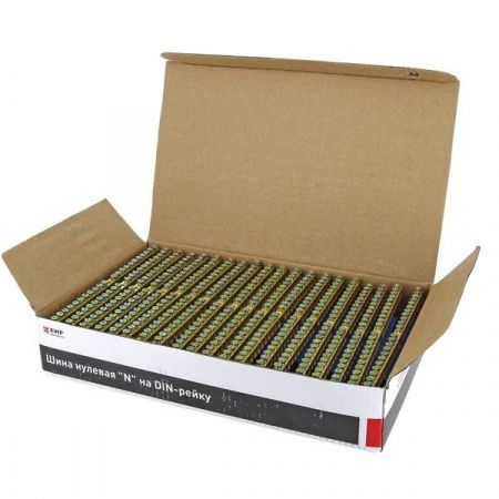 Шина "0" N (6x9мм) 20 отверстий латунь синий изолятор на DIN-рейку EKF PROxima