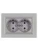 BRITE Розетка 2-местная с заземлением с защитными шторками 16А в сборе РСш12-3-БрС сталь IEK