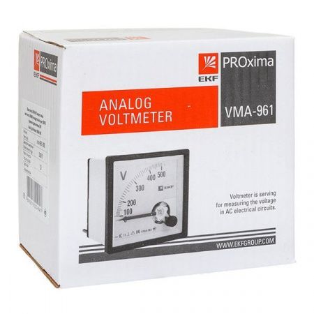 Вольтметр VMA-961 аналоговый на панель (96x96) квадратный вырез 300В прямое подкл. EKF PROxima