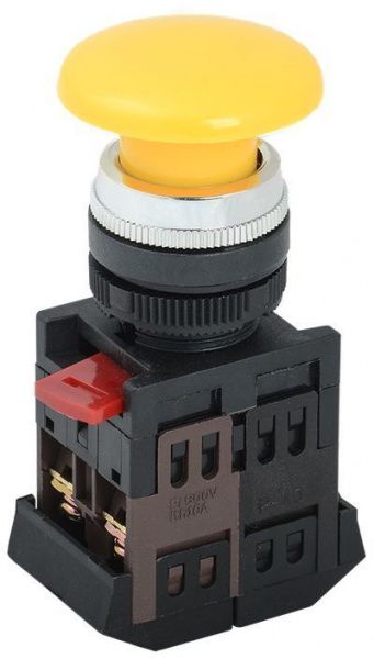 Кнопка управления AEА-22 "Грибок" d=22мм 1з+1р желтая IEK