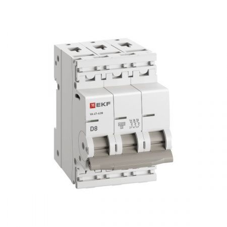 Выключатель автоматический модульный 3п D 8А 6кА ВА 47-63N PROxima EKF M636308D