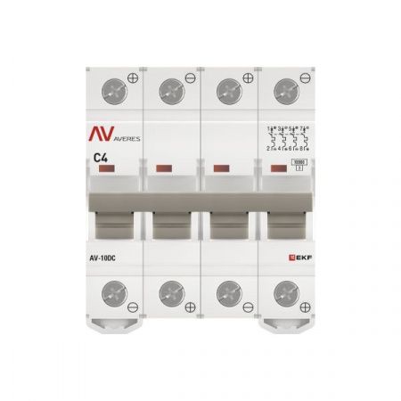 Выключатель автоматический AV-10 DC 4P 4A (C) 10kA EKF AVERES