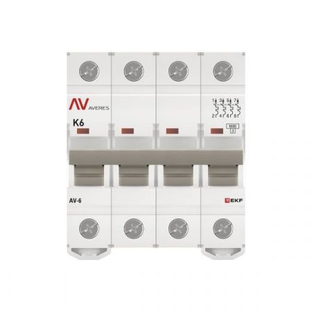 Выключатель автоматический AV-6 4P 6A (K) 6kA EKF AVERES