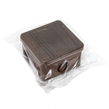 Коробка распределительная КМР-030-031 с крышкой (80x80x50) 7 мембранных вводов тёмное дерево IP54 EKF PROxima